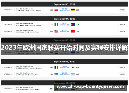 2023年欧洲国家联赛开始时间及赛程安排详解