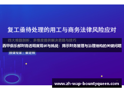 西甲俱乐部财务透明度现状与挑战：揭示财务管理与治理结构的关键问题